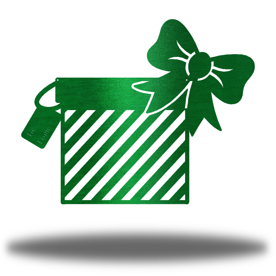 Riverside Designs-Striped Christmas Present-Metal Wall Art Décor